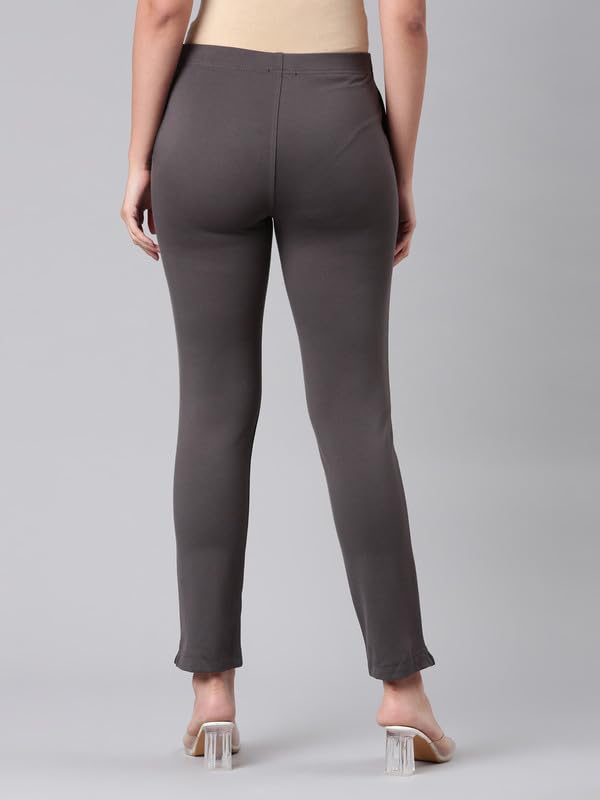 Image of GO COLORS Ponte Smart Kurti Pants Full Length for Women | Breathable, Mid Rise