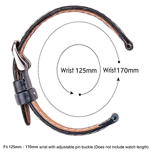 Correa de reloj de cuero de 22mm y 24mm con hebilla negra 7