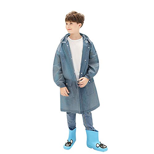 Capa de chuva moderna com bolso xadrez para estudante infantil com capa de chuva para meninos tamanh