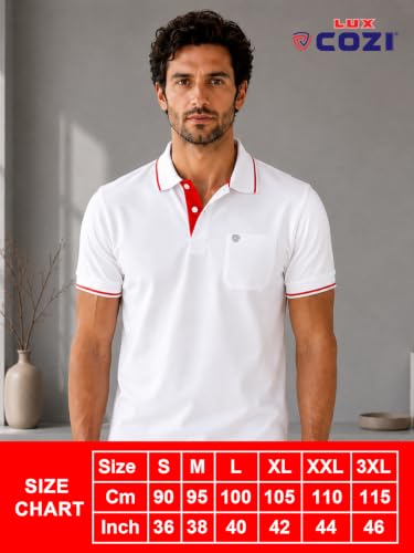 Image of Lux Cozi Men's T-Shirt with Chest Pocket | Polo T-Shirt for Man | Plain Casual Stylish | Half Sleeve| Cotton Blend Collar Polo T-Shirts for Men