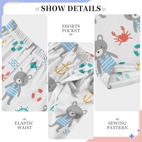 Bear Crab Anchor Boys Long Pants Soft Trousers Elastic Waist Kids Lounge Bottoms with Pockets S-XL4