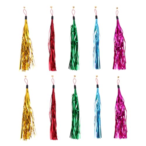 KOMBIUDA 10 Stück Teiliges Katzenspielzeug Ersatzköpfe mit Klingelnden Glitzertasseln Interaktives Cat Teasing Zubehör für Aktive Katzenförderung und Spielerische Bewegung