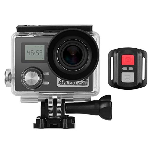 yeacher Câmera de ação 4K 2 + 0,96 polegadas Tela LCD dupla 30m à prova d'água 30FPS 170 ° Lente an