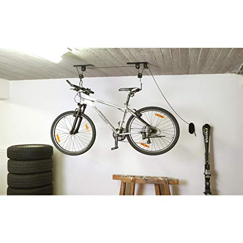 FISCHER Fietslift, draagkracht 20 kg, fietshouder, plafondmontage, fietsophanging, zwart - Afbeelding 3