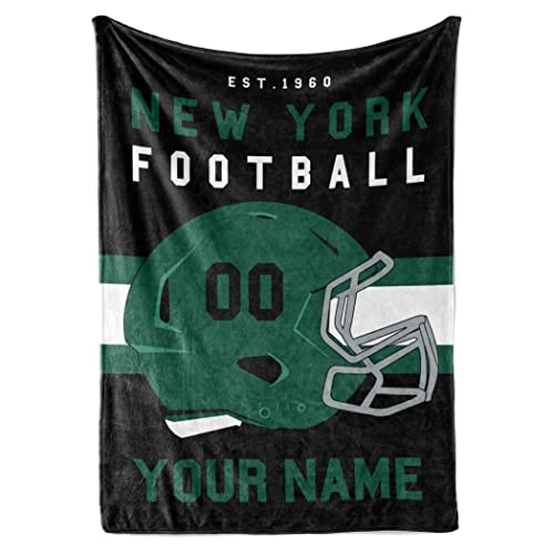 Personalized Throw Blanket for Football Fans - Ships Next Day - Made in USA - Custom Fleece Name Blanket - Ideal for Youth Football Players & Adults (50x60 Fleece - New York)
