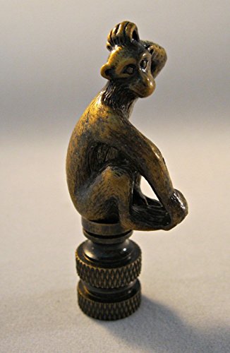 Image of Lamp Finial-Monkey-Aged Brass Finish, Highly Detailed Metal Casting