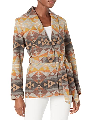 Pendleton Women's Wool Jacquard Wrap Jacket, Grey Mesa, SM Pendleton Women's Wool Jacquard Wrap Jacket, Grey Mesa, SM