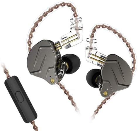 Concept Kart Pro Hifi In Ear Monitor Earphone Bass Sound IEM Headphones Noise Cancelling Earphone With Mic 0.75 Mm 2 Pins Detachable Cable For Phone Android MP3 MP4 Music, Grey