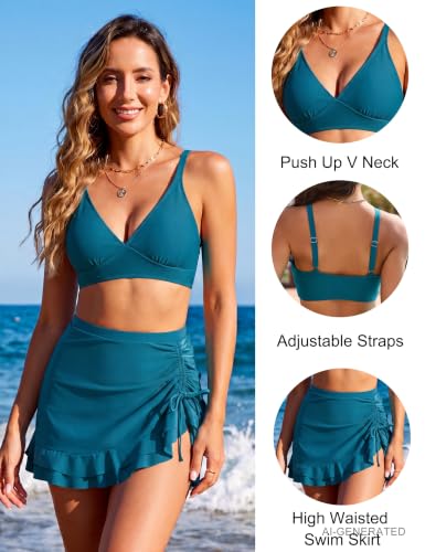 Image of Blooming Jelly Women's High Waisted Bikini Sets Tummy Control Bathing Suit Two Piece Swim Suit 2026 Retro Swimsuit