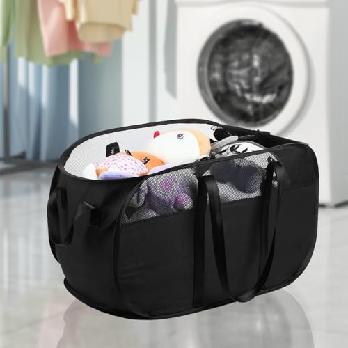 Opiniones y reviews de Como hacer un cesto para ropa - solo los mejores. 46 Cesto De Ropa Sucia,Cesto De La Ropa Plegable De Malla a Prueba De Roturas Con Asas Reforzadas,Adecuado Para Lavandería, Baño,Dormitorio O De Viaje (Con-refugio-Negro)