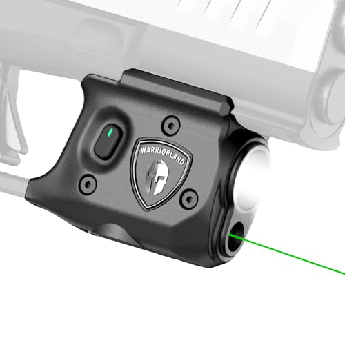 WARRIORLAND Pistol Light Laser Combo Fits Springfield Hellcat Pro, Compact 150-Lumen Trigger Mounted Tactical Weapon Light with Green Laser & White LED, Power Indicator & 3 Light Mode, SLL-110G