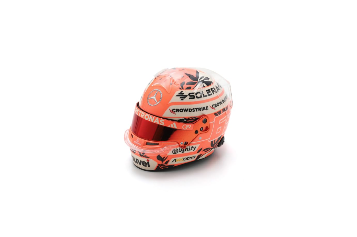Mercedes AMG Petronas F1 Team, Official 2025 Model Collection, George Russell USA Miami GP Special Edition, 1/5 Scale Mini Helmet With Display Box