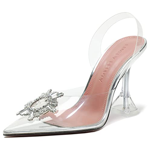 Roimaash Women Clear Pumps Heels 10CM Size US5.5-11