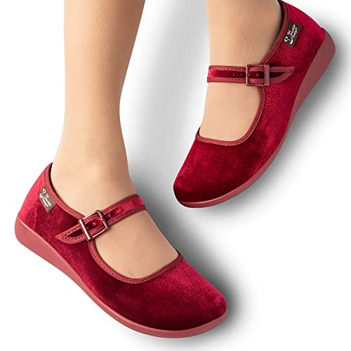 Image of Hot Chocolate Design Whimsical Women's Mary Jane Flats | Adjustable Buckle Strap, Round Closed Toe, Cushioned Insole, Vegan Textile, Lightweight All-Day Wear
