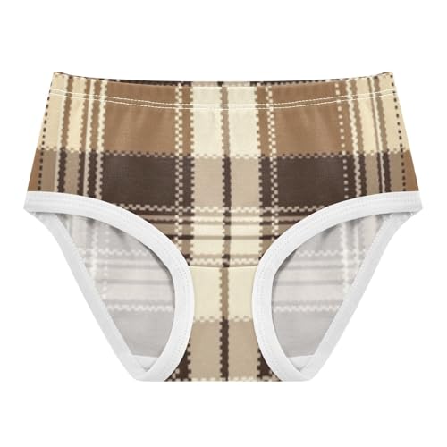 Girls' Panties Comfort Color for Kid Brown Tartan Plaid in Sizes 2T,3T, 4T, 5T, 6Y and 8Y