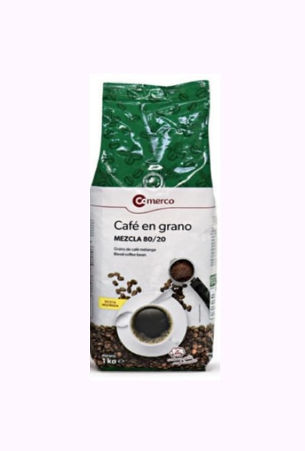 Café en Grano Mezcla 80/20, Premium Kaffeebohnen, 1 kg Packung, Ganze Bohnen für Vollautomaten. PACK DE 2