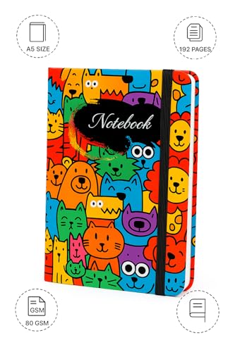 Image of COI A5 Journal 5.5x8.5″ - 192 Pages of 80 GSM Natural Shade Paper, Hardcover, Two Ribbon Markers, Elastic Band & Rounded Corners