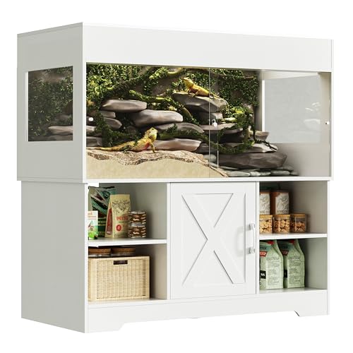 Herture Großes Terrarium mit Unterschrank 450 L, 120 x 60 x 60 cm Reptilienvivarium Holz...