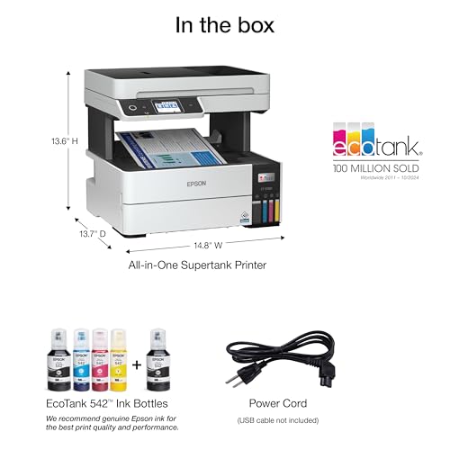 Image of Epson EcoTank Pro ET-5180 Wireless Color All-in-One Supertank Printer with Scanner, Copier, Fax Plus Auto Document Feeder and PCL /Postscript (Renewed Premium)