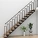 3FT Black Iron Hand Railing, Sturdy Safety Staircase Handrails Wall Mount, 500lbs Load Capacity Industrial Iron Railing Pipe Handrail for Indoor Stairs Outdoor Deck Loft Porch, Non-Slip and Rust