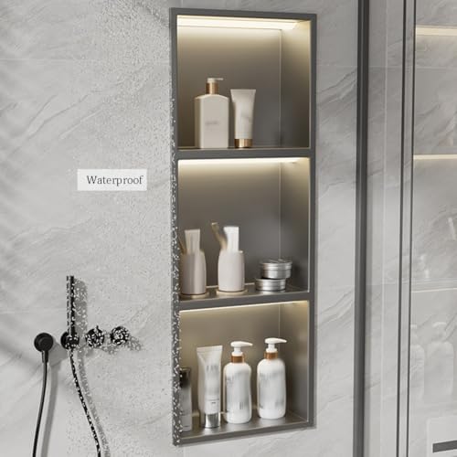 Niche de douche encastrée en acier inoxydable avec étagère murale et LED - 7