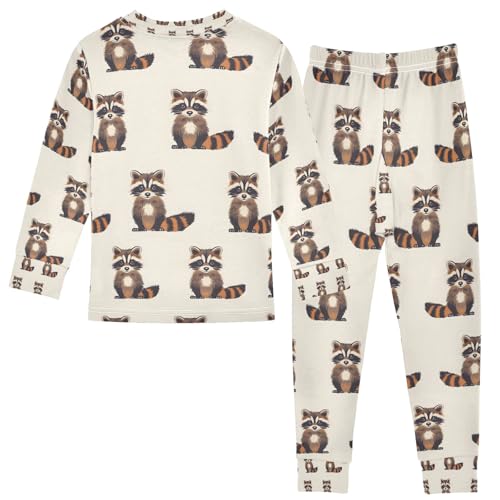 senya Sitting Raccoon Cute Pajamas Set Long Sleeve Soft Cotton Sleepwear 2 Piece2