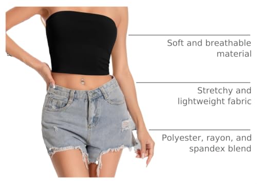 Image of Summer Tube Tops Basic Crop Tops for Women Strapless Tank Bandeau Shirts