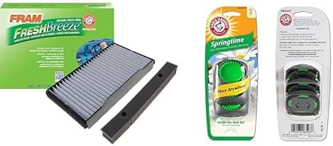 FRAM Fresh Breeze Cabin Air Filter for Car, Easy Install for Selected Saab Vehicles (CF8778) with Pack of 4 Arm and Hammer Car Air Freshener Under the Seat 3pk, Springtime (AH8500SPT)