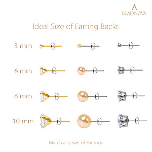 Beadnova Earring Backs Stainless Steel Earring Backings For Studs Hypoallergenic Surgical Locking Earring Backs For Posts (120 Pcs) #TOP3