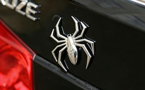 Image of 3D Spider Chrome Emblem Badge Sticker Decoration for Car, Truck, Motorcycle, RV, Scooter, SUV, Door, Window (Silver Flash Spider)