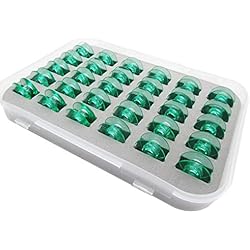 CKPSMS Marca -# 4123078-45 Bobinas verde claro (Sin agujero de rosca) compatible con Viking Husqvarna Group 5 6 7 & White 5811, 5823, 5839, 7700, 9800 Home COSTURA (30 piezas + caja))