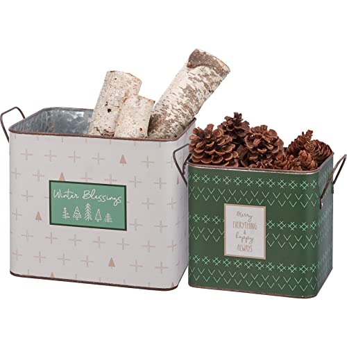 Primitives-by-Kathy-Merry-Everything-Happy-Always-Winter-Blessings-Decorative-Bin-Set Primitives by Kathy Merry Everything Happy Always Winter Blessings Decorative Bin Set