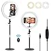 BLOOMWIN Luz de Anillo LED 10" Fotográfica Aro de Luz con Base Trípode y Soporte para Teléfono 3 Colores 10 Brillos Regulables Control Remoto Bluetooth para Selfie, Maquillaje, Youtube, TIK Tok