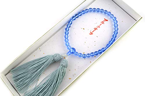 Woman Blue Quartz Crystal With Blue Tassel Rosary Bracelet Gemstone Japanese Juzu Prayer Beads Kyoto Buddist Meditation Chakra Mala Beads #TOP1