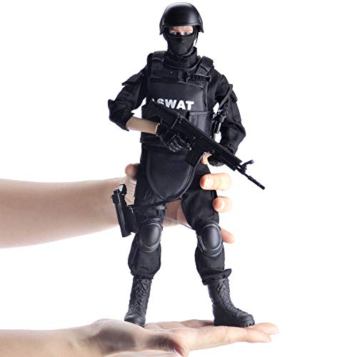 Army Men Toys,12\" Military Soldier Swat Police Team Action Figures Playset with Military Weapons Accessories for Kids Boys - Thumbnail 2