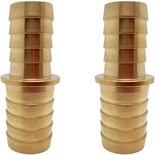 2 PCS Brass Reducer 3-4 to 5-8 Barb Hose ID Splicer Barbed Fitting, Hex Union Connector by CX WONDERLAND
