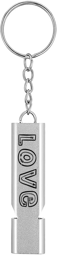 Premium Lifeguard Safety Emergency Loud Survival Whistles with Keychain High Pitch Double Tubes for Outdoor Camping Hiking Boating Hunting Fishing Kayak Kids Rescue Signaling(Love3