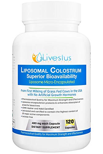 Livestus ® Liposomal Colostrum (120 Vegetarian Capsules) with Superior Bioavailability to Heal Leaky