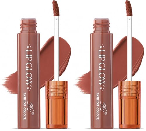 Image of Fashion Colour Pretty Lip Glow Liquid Lipstick Waterproof | Matte Finish | Non Transfer 16 Hours Wear | Liquid Lipstick Nudeshade To Boldshade | Perfectly fit to all Indian Skin Tones | (#Caramel,3ML)