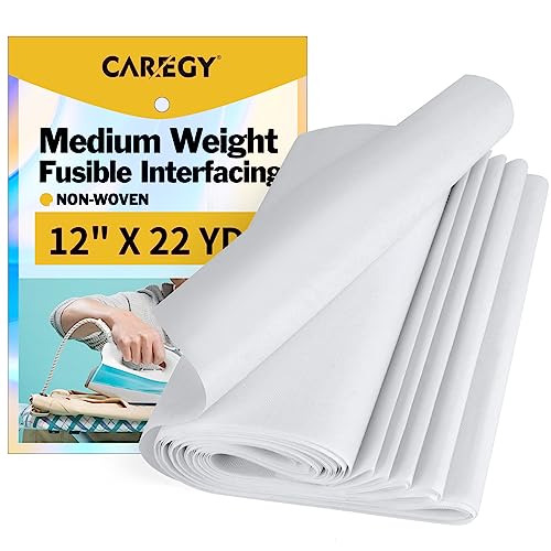 CAREGY-12-inch-X-22-Yards-Iron-On-Fusible-Interfacing-Medium-Weight-White-Non-Woven-Polyester-Single-Sided-Interfacing-for-Crafting-Quilting-Sewing-DIY-Crafts-Supplies CAREGY-12-inch-X-22-Yards-Iron-On-Fusible-Interfacing-Medium-Weight-White-Non-Woven-Polyester-Single-Sided-Interfacing-for-Crafting-Quilting-Sewing-DIY-Crafts-Supplies