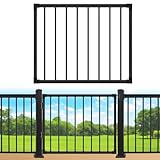 Deck Fence Gate Outdoor, 42‘'Hx48‘'W Deck Gate, Black Heavy Duty Steel Anti-Rust Door with Customizable Width, Metal Gate for Residential, Yard, Patio(No Hinge)