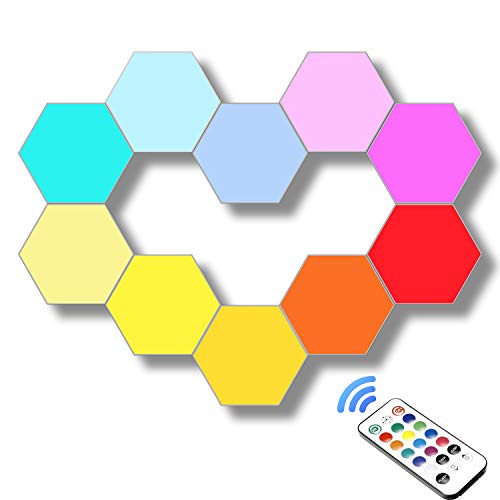 Hexagonal Wall Light Modular Touch Sensitive Lights Creative Geometry Assembly LED Night Light Suitable for Iving Room,Bedrooms ,DIY Lovers, Gifts (10 Pack)