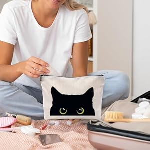 Blackcatmakeupbagkittycosmeticbagsforwomencatloversgiftscatmomgiftssmallmakeupbagforpurse Urban Country Home Decor Black cat makeup bag kitty cosmetic bags for women cat lovers gifts cat mom gifts small makeup bag for purse urban country home decor