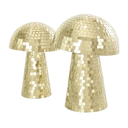 Esculturas Decorativas Set 2 Hongos de Vidrio Dorado miniatura 7