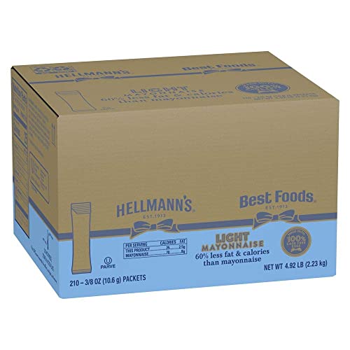 Hellmann's Light Mayonnaise Stick Packets Easy Open, Condiment For Sandwiches, Salads, Mayo Made With 100% Cage Free Eggs, Gluten Free, 0.38 Oz, Pack Of 210 #TOP6