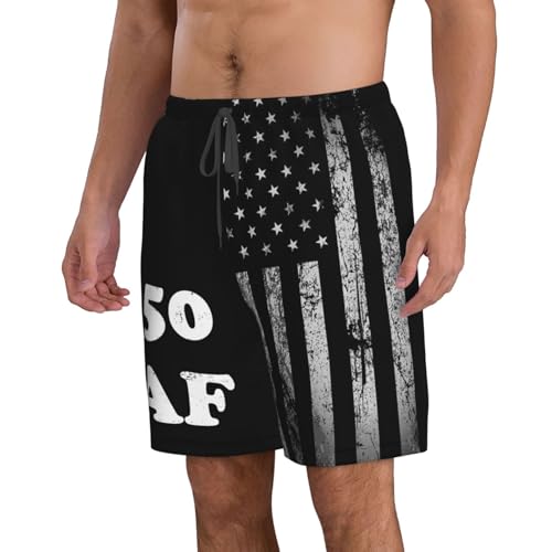 50 Af 50th Birthday-Swimming Trunks with Liner, Quick Dry Beach Shorts Funny Mens Swimwear - L Black3