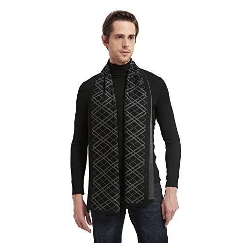Ep Mode Men's Winter Scarf, Cashmere Feel, Super Soft & Warm (Lattice Black Grey) #TOP20