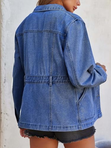 Tankaneo Denim Jacket for Women Distressed Jean Jacket Button Down Oversized Shacket with Pockets 20253