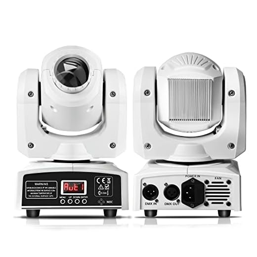 WZYBUTA Lyre LED 50W Tête Mobile Lumière de Fête 8 Motifs 8 Couleurs 9/11CH pour Fête à Domicile Mariage Lumière (Blanc)