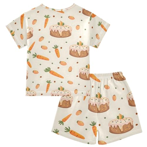 ALAZA Cake Carrot Pajamas Short Sleeve 2 Piece Sleepwear Top and Bottom Pajama Set Unisex2